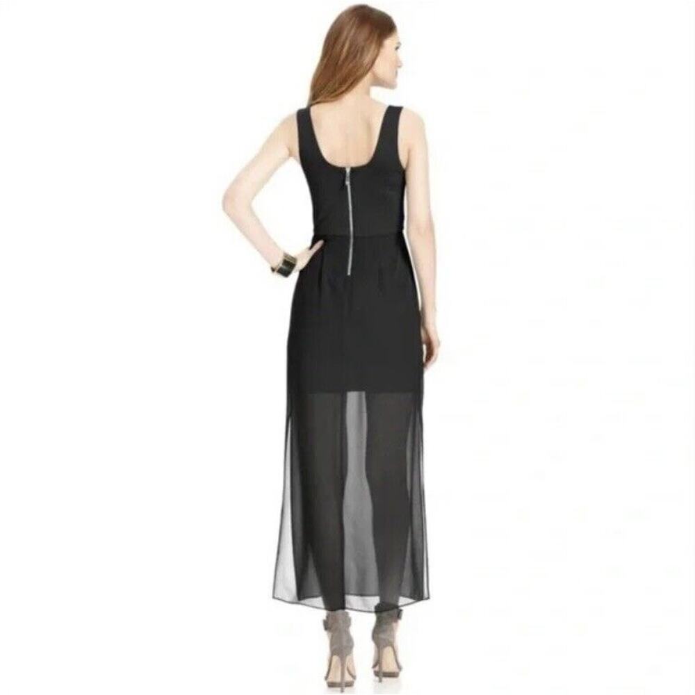 Vince Camuto Womens Black Tank Dress Mini with Long Chiffon Overlay Size XS - Picture 2 of 11